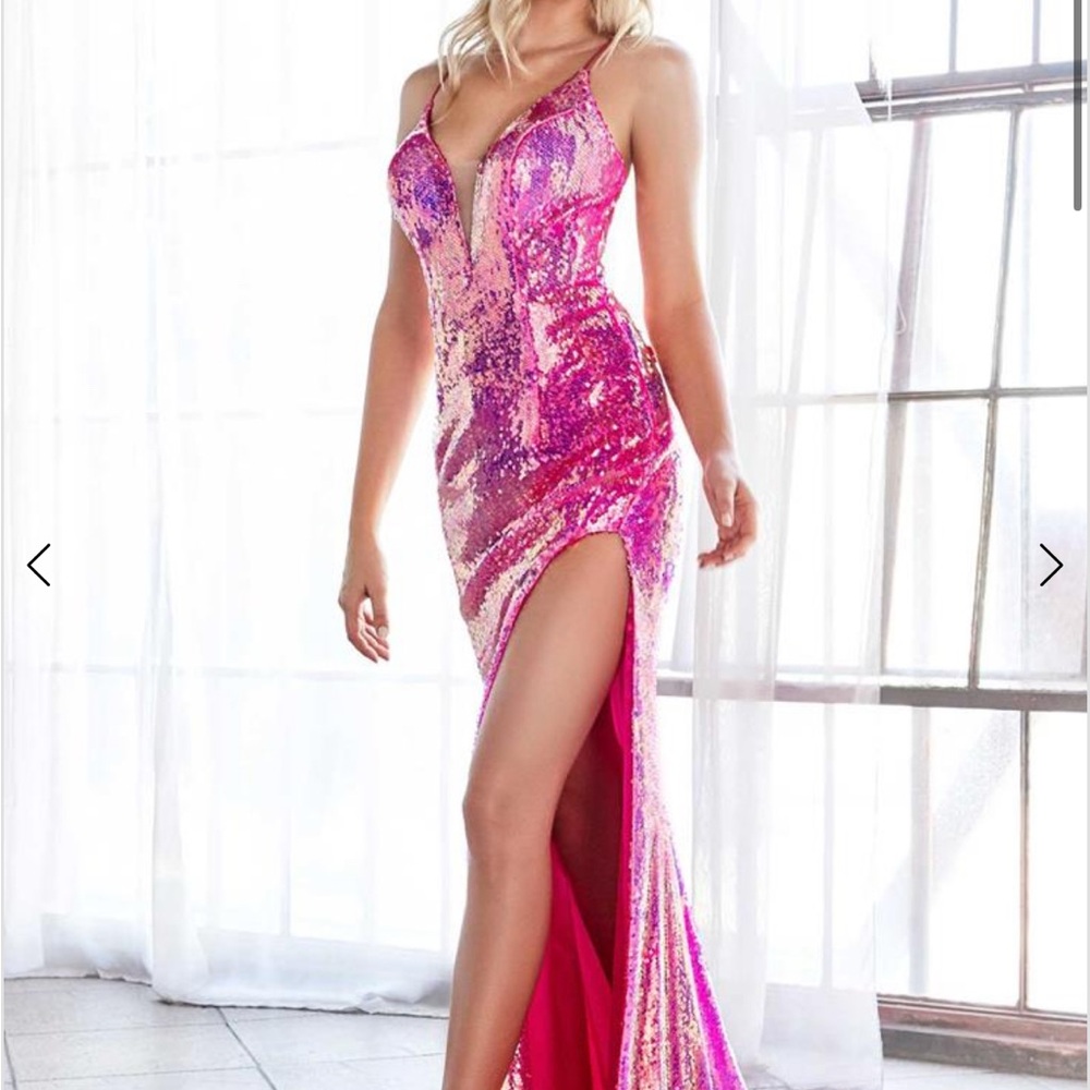 Pink Sequin Evening Gown/ Prom Dress